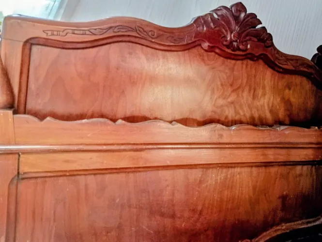 Cama De Casal, Madeira Maciça, Trabalhada, Rústica