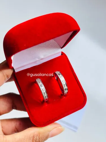 Alianças de namoro 4mm Mod. Coração c/batimentos Prateado