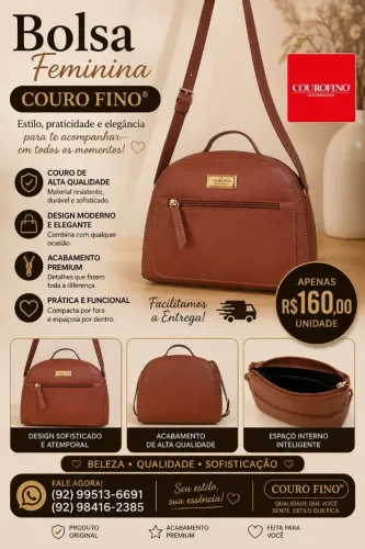 Bolsa Transversal Couro Fino