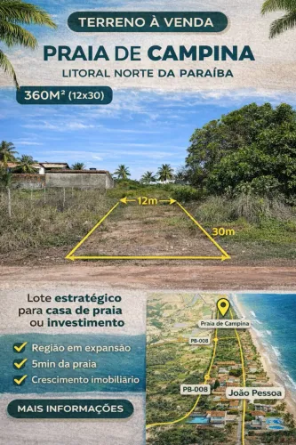 Terreno em Praia de Campina 360m² (12x30 metros)
