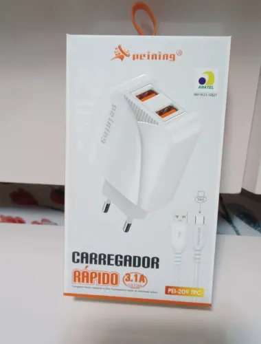 Carregador rápido peining 2 usb pei 209 tpc