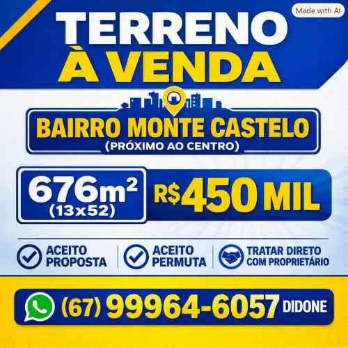 TERRENO À VENDA NO MONTE CASTELO
