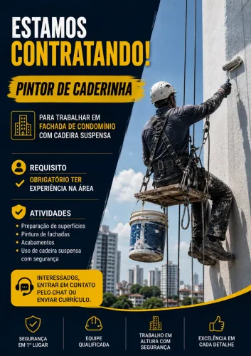 Vaga para pintor Caderinha para trabalho em altura