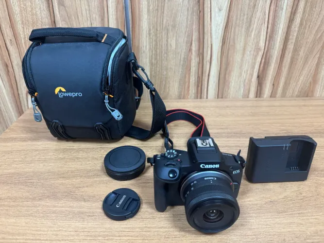 Câmera Canon Eos R100 4K 24.1mp Wi-fi/bluetooth Lente RF-S 18-45mm