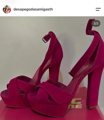 Tamanco pink em camurça. Usado 2 vezes, Tam 36. R$50,00.