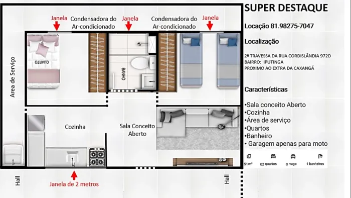 ALUGA-SE CASA PRÓXIMO A AV.CAXANGÁ - ÓTIMA LOCALIZAÇÃO!