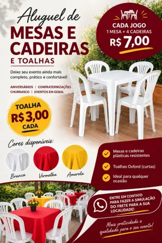 Aluguel de mesas e cadeiras