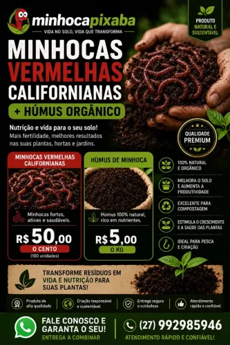 ? Minhocas Vermelhas Californianas + Húmus Orgânico