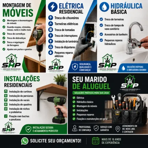 Marido de Aluguel, Serviços Residenciais Nova Lima, Contagem BH