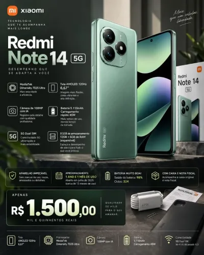 REDMI NOTE 14 5G - 512GB + 12GB RAM