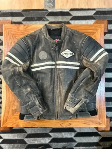 Jaqueta Couro Alpinestars Dragster Vintage Preta Tam 54