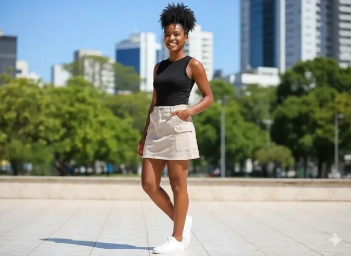 Saias Cargo Jeans em Promoção!