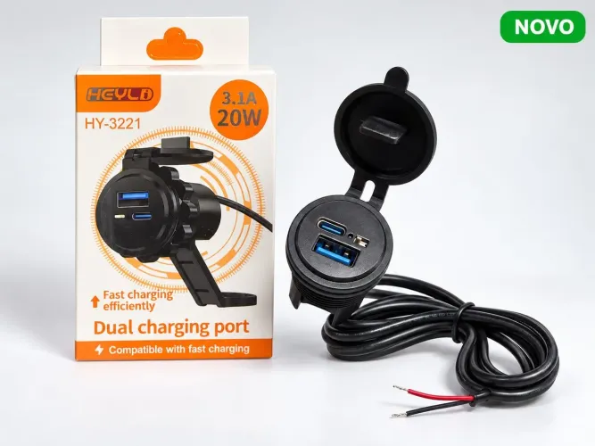 Carregador Duplo para Moto HY-3221