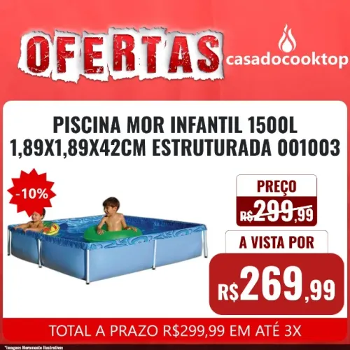 PISCINA MOR INFANTIL 1500L 1,89X1,89X42CM ESTRUTURADA COD 001003M