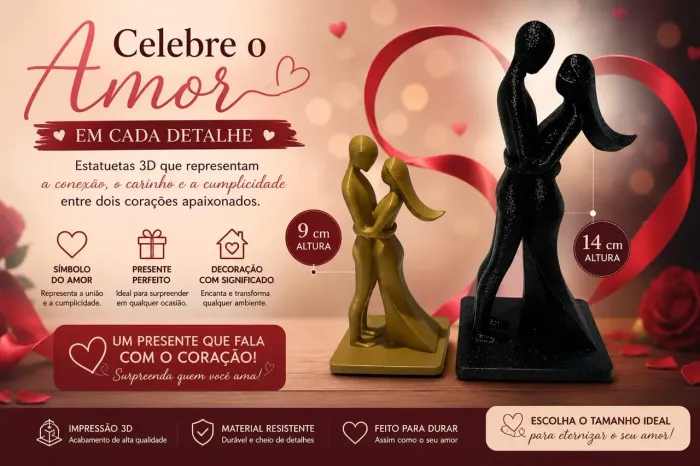 Casal romântico 3D 9 cm