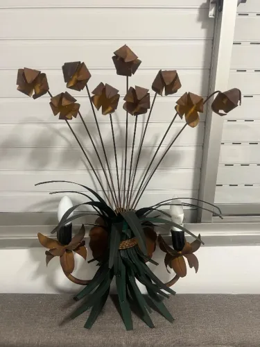 Par Luminária de parede buquê de flores em ferro