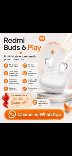 Redmi Buds 6 Play Xiaomi Original Bluetooth 5.4 Som Potente