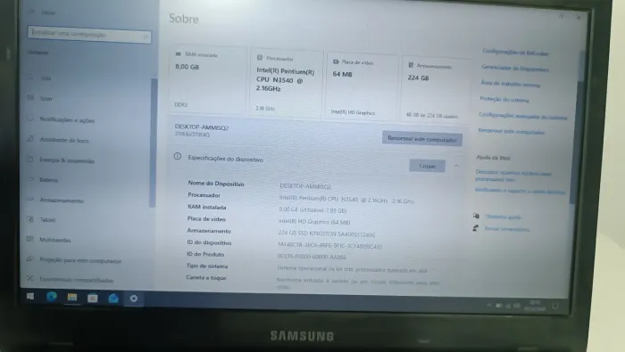 Notebook OPORTUNIDADE DE NEGÓCIO SAMSUNG C/ SSD