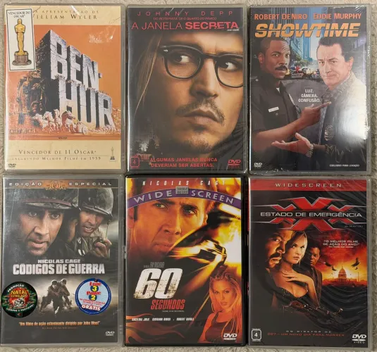 DVDs diversos originais de lacrados. Podem ser vendidos separadamente.