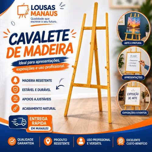 Cavalete em madeira pra quadro e a telas 
