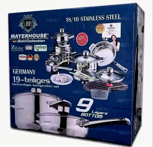 JOGO DE PANELAS DE  INOX ALEMÃ MAYERHOUSE GOLD COLLETION 9 CAMADAS 