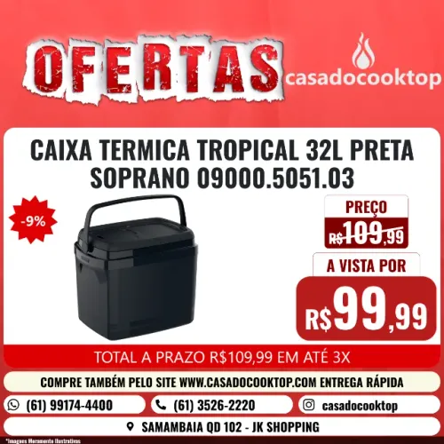 CAIXA TERMICA TROPICAL 32L PRETA SOPRANO 09000.5051.03