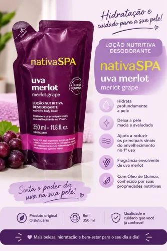 Loção Nutritiva Desodorante Corporal Nativa SPA Uva Merlot - 350 ml