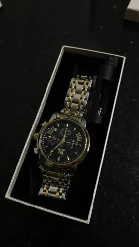 Relógio Olevs original masculino prata e dourado de Quartzo à prova d'água NOVO