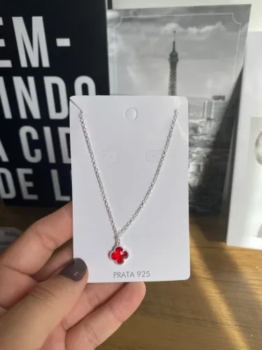 Colar trevo prata 925 legitma 