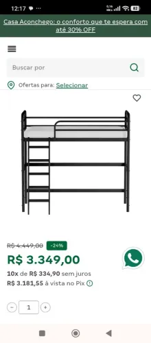  Vendo ou troco por sofa Cama beliche integrado,tok&stok,  new link$600.00