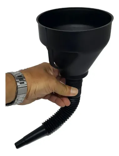 Funil Plástico Flexível 35cm com Peneira para Óleo e Combustível