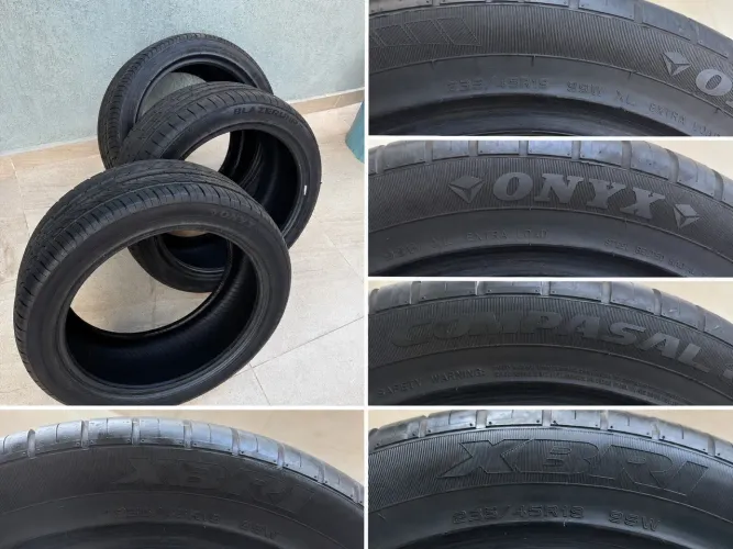 3 Pneus 235/45 R19 Semi Novos | Menos de 5.000 km | Sem Remendos