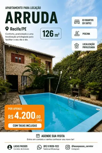 Casa no Arruda | 03 quartos | R$ 4.200,00 | Locação |