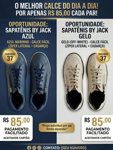 ? Sapatênis Masculino By Jack (Nº 37) ? Calce Fácil com Zíper