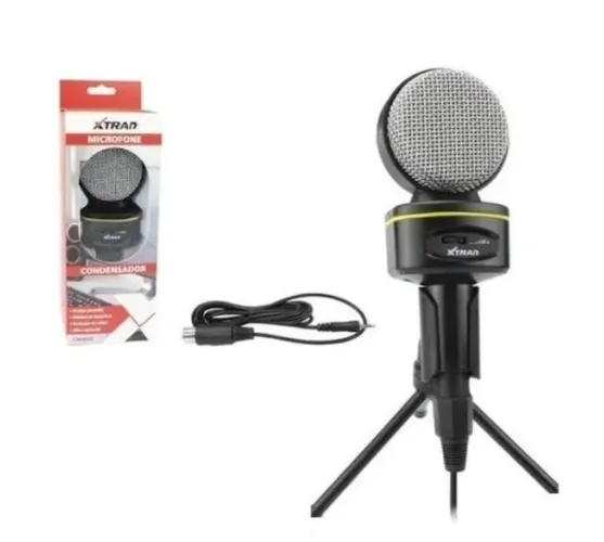 Microfone Condensador 16khz Com Tripé - Ch0804 Xtrad para youtuber live