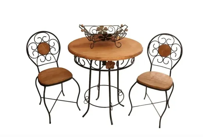 Jogo de mesa com 2 cadeiras flor 