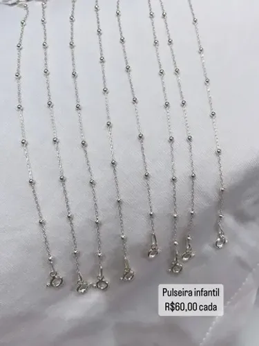 Pulseira infantil bolinhas Prata 925 legítima