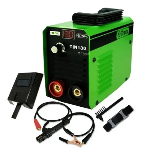 Máquina de Solda Inversora Trato 130A Profissional Mma 220v + Acessórios com Mascara