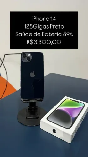 Vende-se IPhone 14 128GB Preto Saúde de bateria 89% Semi Novo | Loja Fisica |