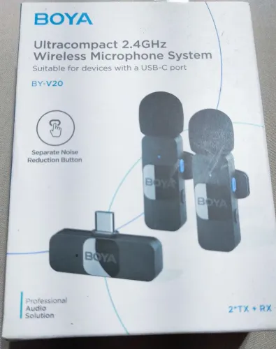 Microfone sem fio Boya BY-V20 Ultracompact 2.4GHz USB-C