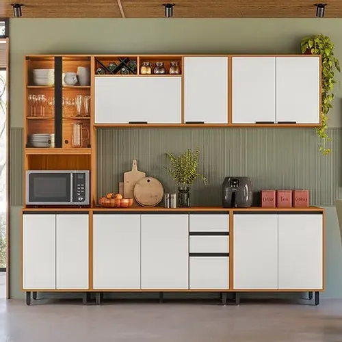 Cozinha Modulada Ravena c/ Cristaleira com LED -  Entrega e montagem grátis p/ Fortaleza