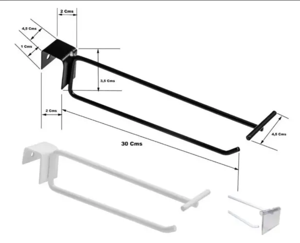 Ganchos/suporte para produtos de gôndolas e prateleiras com porta preço - UNIDADE