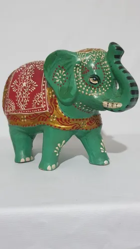 Elefante Decorativo Indiano em gesso pintado à mão 