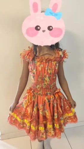 Vestido Infantil Floral laranja 