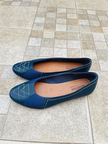 Sapatilha Couro Usaflex Joanete Azul-Marinho