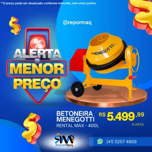 Betoneira Menegotti Rental Max - 400L.