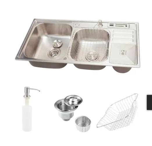 Nova na caixa - Cuba para pia - Cozinha com Lixeira Aço Inox 201 92x45cm 