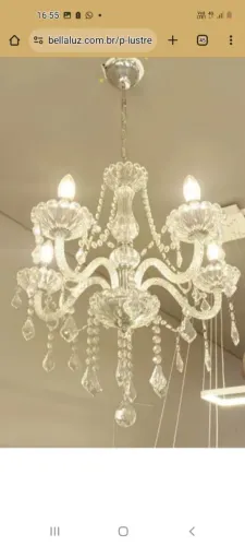 LUSTRE CANDELABRO VENEZA 5 BRAÇOS TRANSPARENTE Crytal