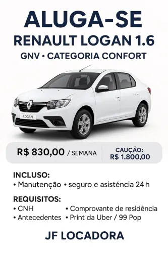 Renault Logan 1.6 GNV - ALUGUEL PRA APP