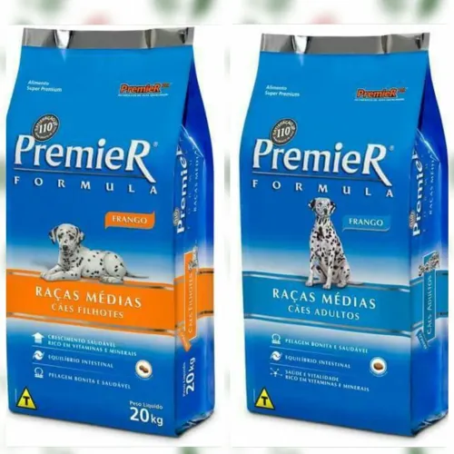 Ração Premier adultos ou filhotes, raças pequenas, médias e grandes